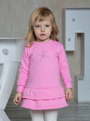 Платье "Базовый ассортимент" с котиком - Размер 68 - Цвет розовый - Картинка #2